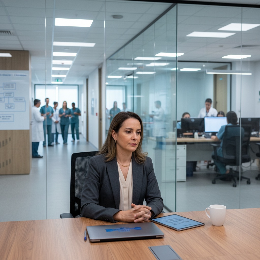 Profissionais de saúde em alinhamento